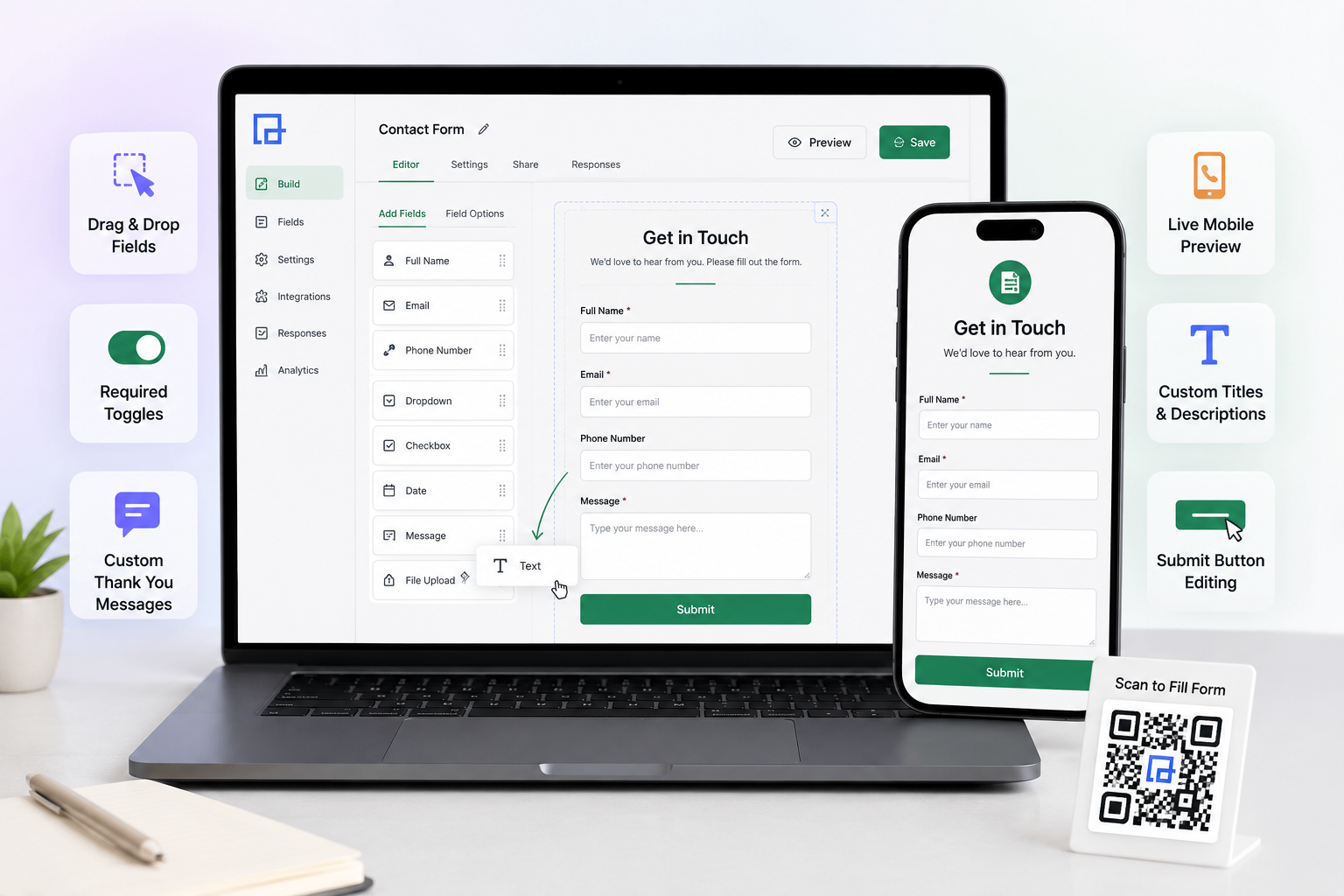 QRTRAC Form Builder and Mobile Preview